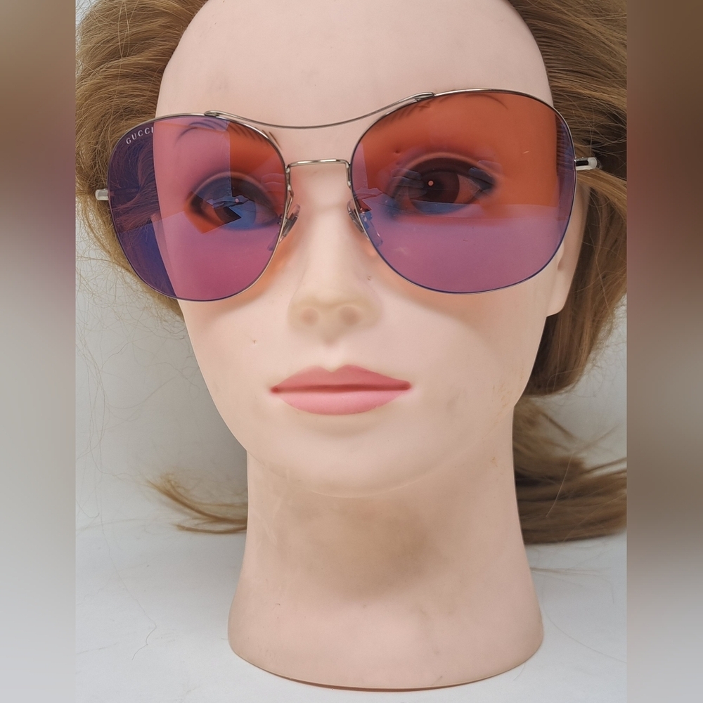 NWT Gucci Techno Ultra Light Sunglasses Metal Rose Pink Lenses GG4253S 58-16-140 - Picture 3 of 16